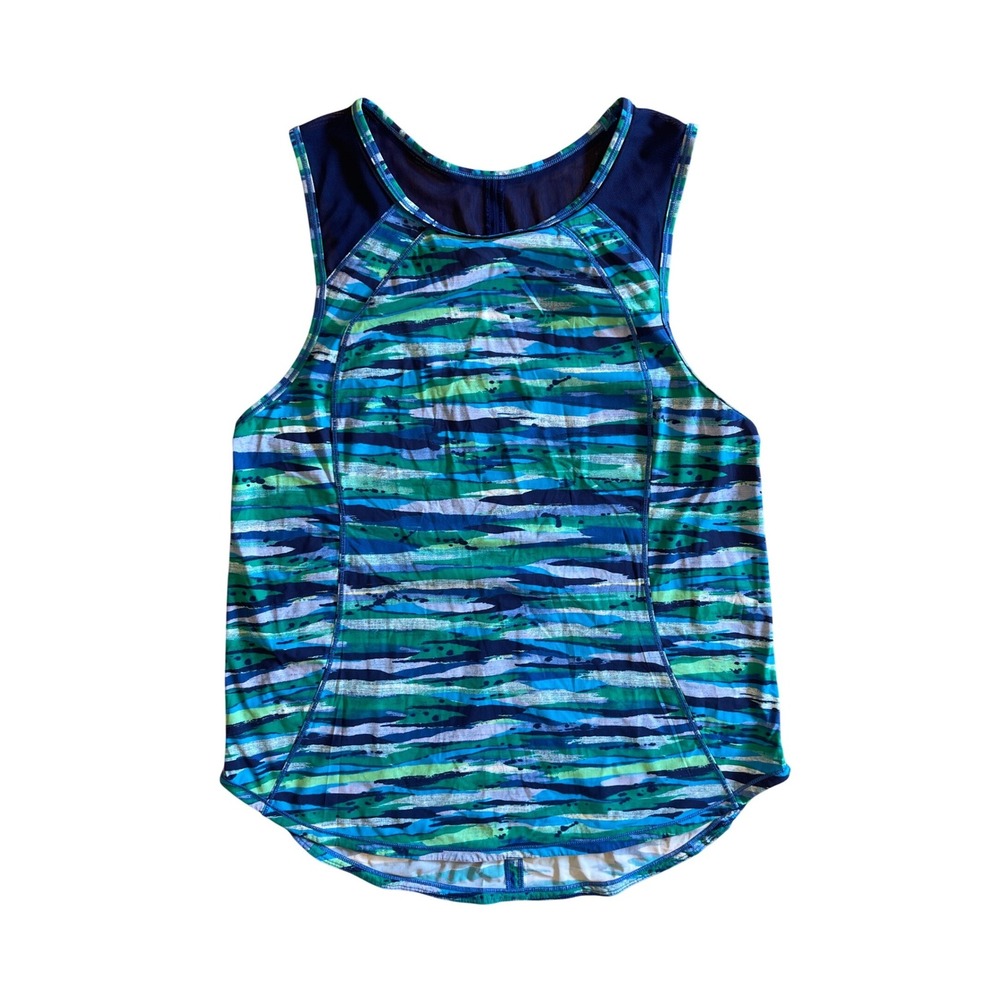Lululemon‎ UPF Sculpt Tank Seven Wonders Multi Hero Blue Mesh Running Training